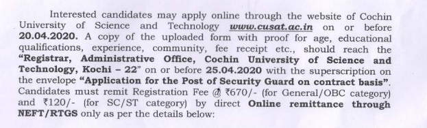 CUSAT Recruitment 2020 – Apply Online For 18 Security Guard Vacancies - Govt Apply